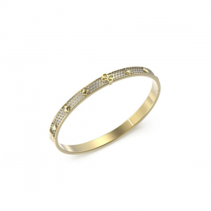 Guess - Bracelet jonc acier doré et oxyde de zirconium - Réf JUBB03276JWYGS