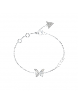 Guess - Bracelet acier rhodié papillon et zirconium - Réf JUBB04110JWRHS