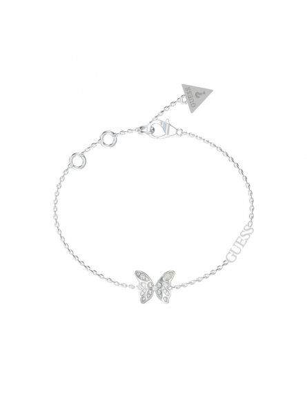 Guess - Bracelet acier rhodié papillon et zirconium - Réf JUBB04110JWRHS