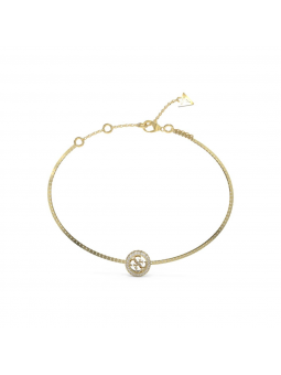 Guess - Bracelet acier doré chaîne carrée et logo Guess - Réf JUBB04163JWYGS