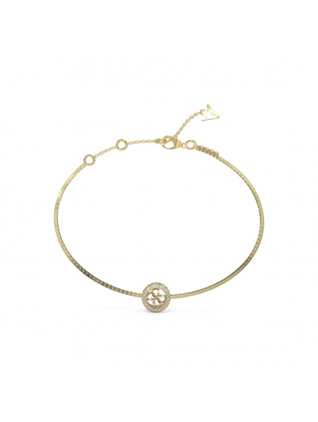 Guess - Bracelet acier doré chaîne carrée et logo Guess - Réf JUBB04163JWYGS