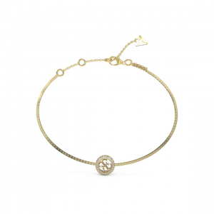 Guess - Bracelet acier doré chaîne carrée et logo Guess - Réf JUBB04163JWYGS