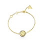 Guess - Bracelet acier doré pièce motif 4G et tranche pavée - Réf JUBB04264JWYGS