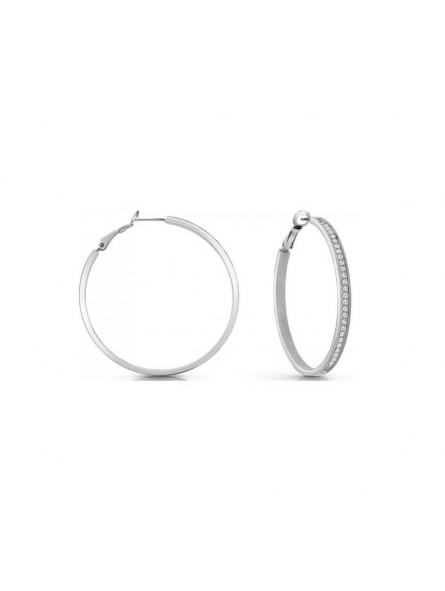 Guess - Boucles d'oreilles créoles acier rhodié et oxyde de zirconium - Réf JUBE02247JWRH