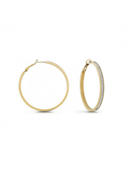 Guess - Boucles d'oreilles créoles acier doré et oxyde de zirconium - Réf JUBE02247JWYG