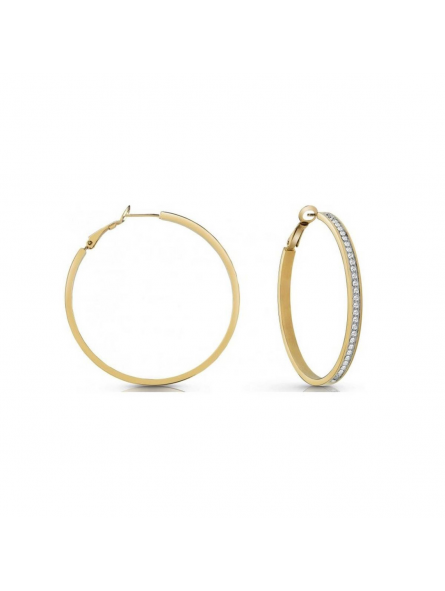 Guess - Boucles d'oreilles créoles acier doré et oxyde de zirconium - Réf JUBE02247JWYG