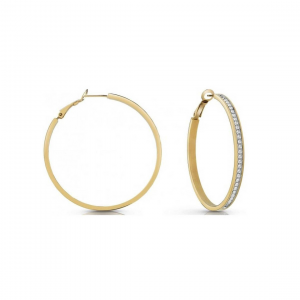 Guess - Boucles d'oreilles créoles acier doré et oxyde de zirconium - Réf JUBE02247JWYG