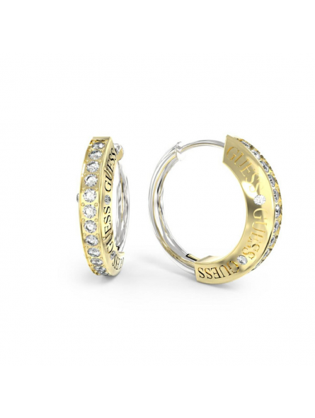 Guess - Boucles d'oreilles créoles acier doré et oxyde de zirconium - Réf JUBE03253JWRHYG