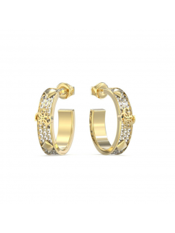 Guess - Boucles d'oreilles demies créoles acier doré et oxyde de zirconium - Réf JUBE03284JWYG