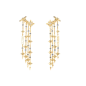 Guess - Boucles d'oreilles chaînes pendantes étoiles, acier doré et oxyde de zirconium - Réf JUBE03323JWYG