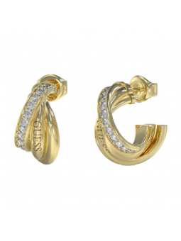 Guess - Boucles d'oreilles acier doré et oxyde de zirconium - Réf JUBE04066JWYG
