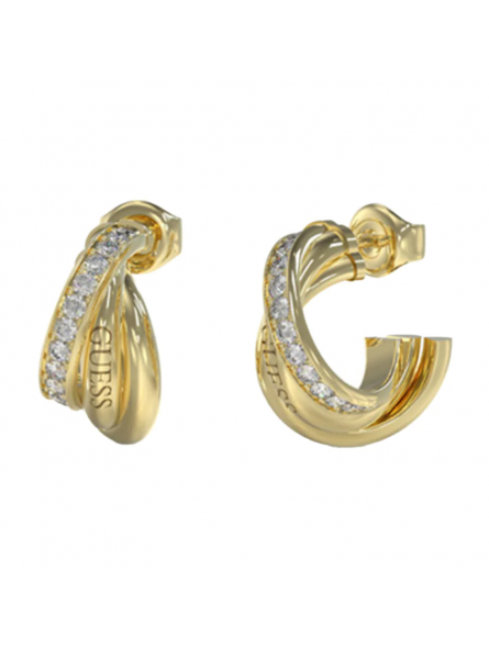 Guess - Boucles d'oreilles acier doré et oxyde de zirconium - Réf JUBE04066JWYG
