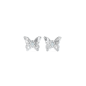 Guess - Boucles d'oreilles boutons acier, papillons oxydes de zirconium - Réf JUBE04108JWRH