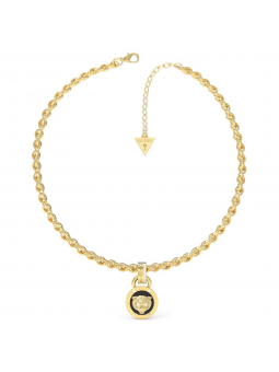 Guess - Collier acier doré et pendentif tête de lion - Réf JUBN01354JWYGBK