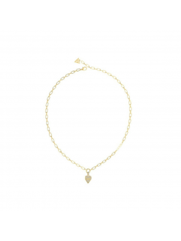 Guess - Collier acier doré et pendentif coeur, oxyde de zirconium - Réf JUBN03249JWYG