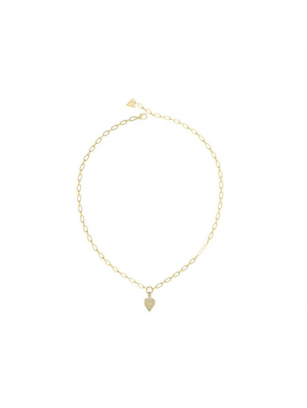 Guess - Collier acier doré et pendentif coeur, oxyde de zirconium - Réf JUBN03249JWYG