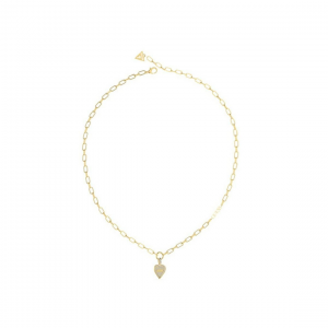 Guess - Collier acier doré et pendentif coeur, oxyde de zirconium - Réf JUBN03249JWYG