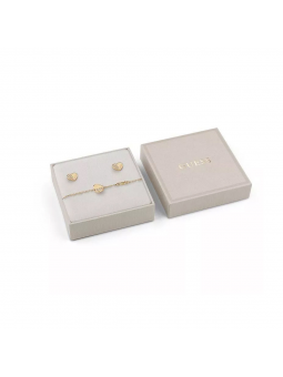 Guess - Parure acier doré, bracelet et boucles d'oreilles curs et oxyde de zirconium - Réf JUBS03187JWYGS