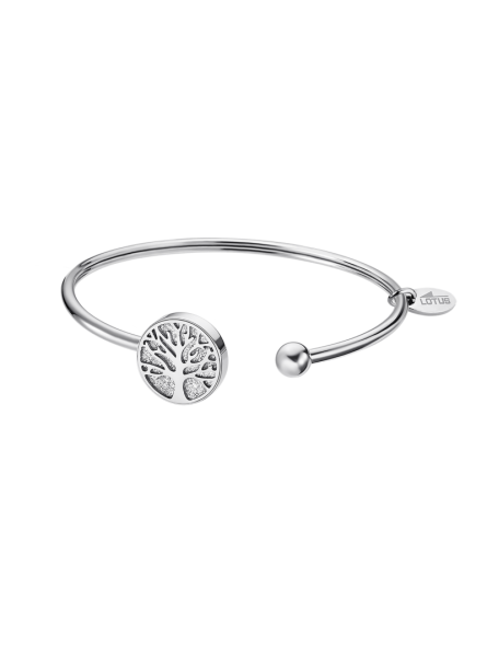 Lotus Style - Bracelet Jonc ouvert arbre de vie - Acier Argenté - Réf LS2225-2/3