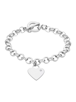Lotus Style - Bracelet acier Argenté coeur et Oxyde de Zirconium Blanc - Réf LS2271-2/1