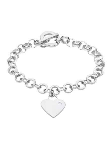 Lotus Style - Bracelet acier Argenté coeur et Oxyde de Zirconium Blanc - Réf LS2271-2/1