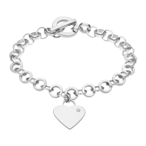 Lotus Style - Bracelet acier Argenté coeur et Oxyde de Zirconium Blanc - Réf LS2271-2/1