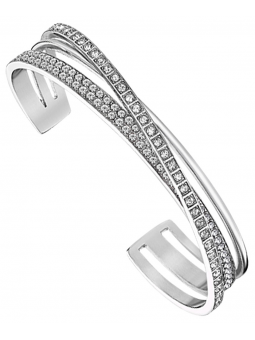 Lotus Style - Bracelet Jonc ouvert, acier argenté - Oxyde de Zirconium Blanc - Réf LS2316-2/1