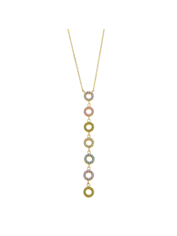 Lotus Style - Collier acier multicolore, motif pendant cercles en oxydes - Réf LS2318-1/1