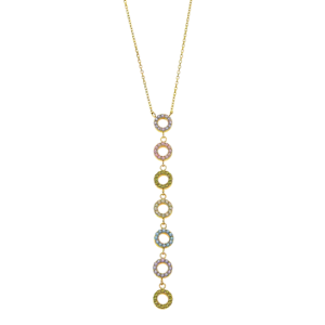 Lotus Style - Collier acier multicolore, motif pendant cercles en oxydes - Réf LS2318-1/1