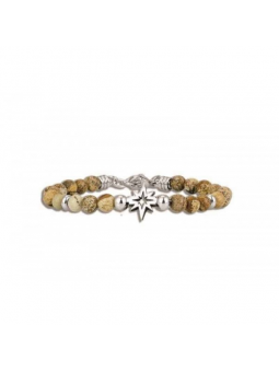 Officina - Bracelet acier et perles marrons - Réf OI001