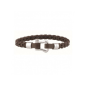 Officina - Bracelet acier et cuir noir - Réf OI078