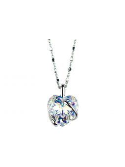 Marazzini - Collier métal rhodié Coeur, cristal aurore boréale - Réf RHCOEABCDI