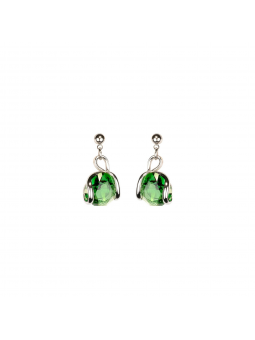 Marazzini - Boucles d'oreilles métal rhodié, cristaux verts - Réf RHMINFGOE1