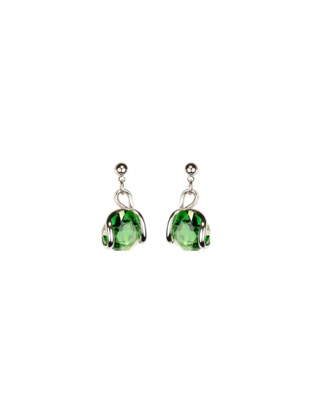 Marazzini - Boucles d'oreilles métal rhodié, cristaux verts - Réf RHMINFGOE1