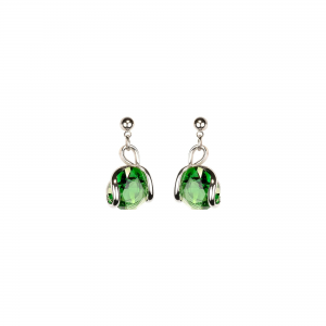 Marazzini - Boucles d'oreilles métal rhodié, cristaux verts - Réf RHMINFGOE1