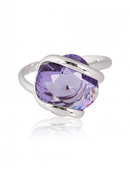 Marazzini - Bague métal rhodié, cristal lilas - Réf RHMINTARSW