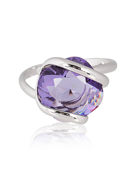 Marazzini - Bague métal rhodié, cristal lilas - Réf RHMINTARSW