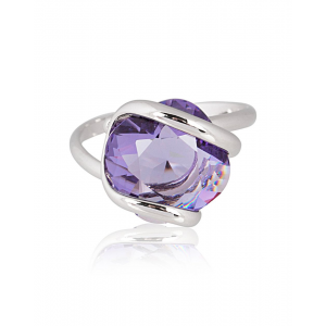 Marazzini - Bague métal rhodié, cristal lilas - Réf RHMINTARSW