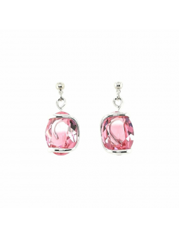 Marazzini - Boucles d'oreilles métal rhodié, cristaux rose clair - Réf RHMOVFUOE1