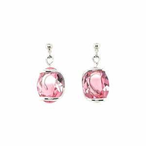 Marazzini - Boucles d'oreilles métal rhodié, cristaux rose clair - Réf RHMOVFUOE1