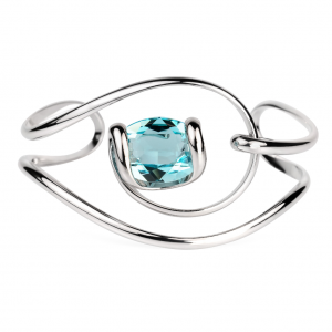 Marazzini - Bracelet métal rhodié, cristal aigue marine - Réf RHMOVLTBR1
