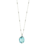 Marazzini - Collier métal rhodié Ovale, cristal turquoise - Réf RHMOVLTCDI