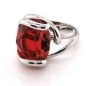Marazzini - Bague métal rhodié, cristal rouge - Réf RHMOVSMRDW