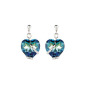 Marazzini - Boucles d'oreilles métal rhodié, coeurs cristal bleu bermude - Réf RHSCOBBOE1