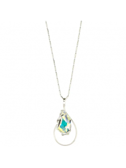 Marazzini - Collier métal rhodié, cristal aurore boréale - Réf RHSDEABCDI