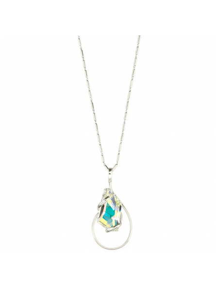 Marazzini - Collier métal rhodié, cristal aurore boréale - Réf RHSDEABCDI