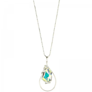 Marazzini - Collier métal rhodié, cristal aurore boréale - Réf RHSDEABCDI