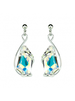 Marazzini - Boucles d'oreilles métal rhodié, cristal aurore boréale - Réf RHSDEABOE1