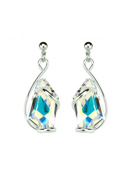 Marazzini - Boucles d'oreilles métal rhodié, cristal aurore boréale - Réf RHSDEABOE1