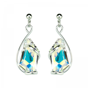 Marazzini - Boucles d'oreilles métal rhodié, cristal aurore boréale - Réf RHSDEABOE1